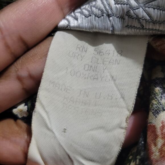 Vintage Rabbit Floral Jumpsuit Black Rayon Wide Leg Ditsy Microprint Calico XS - Picture 9 of 12